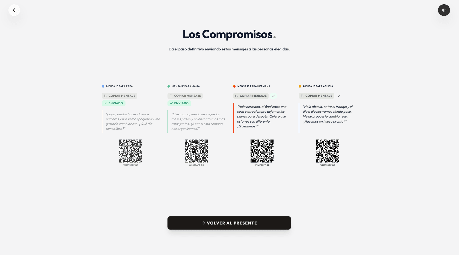 Los Compromisos y mensajes con QR